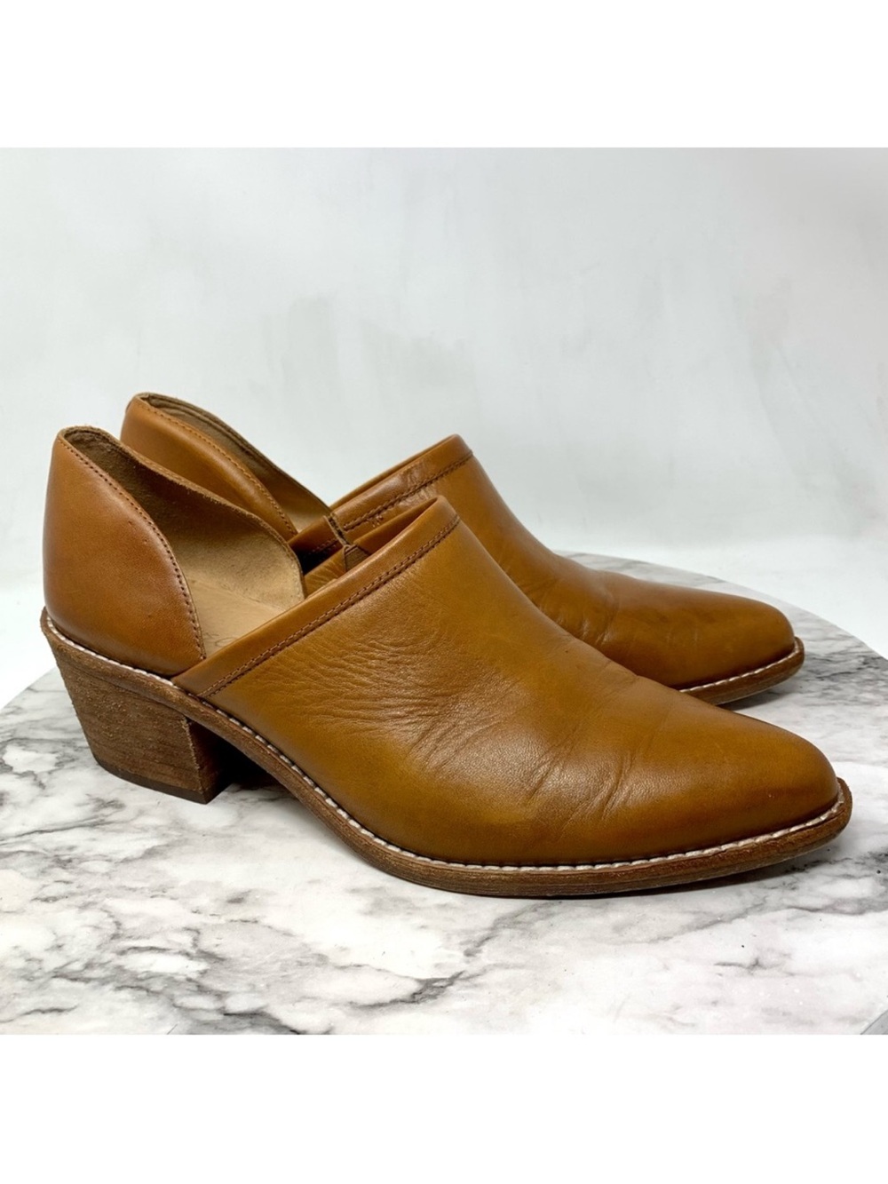 Madewell The Brady Brown Leather Pointed Toe Lowcut Booties 9.5 Classic Boho